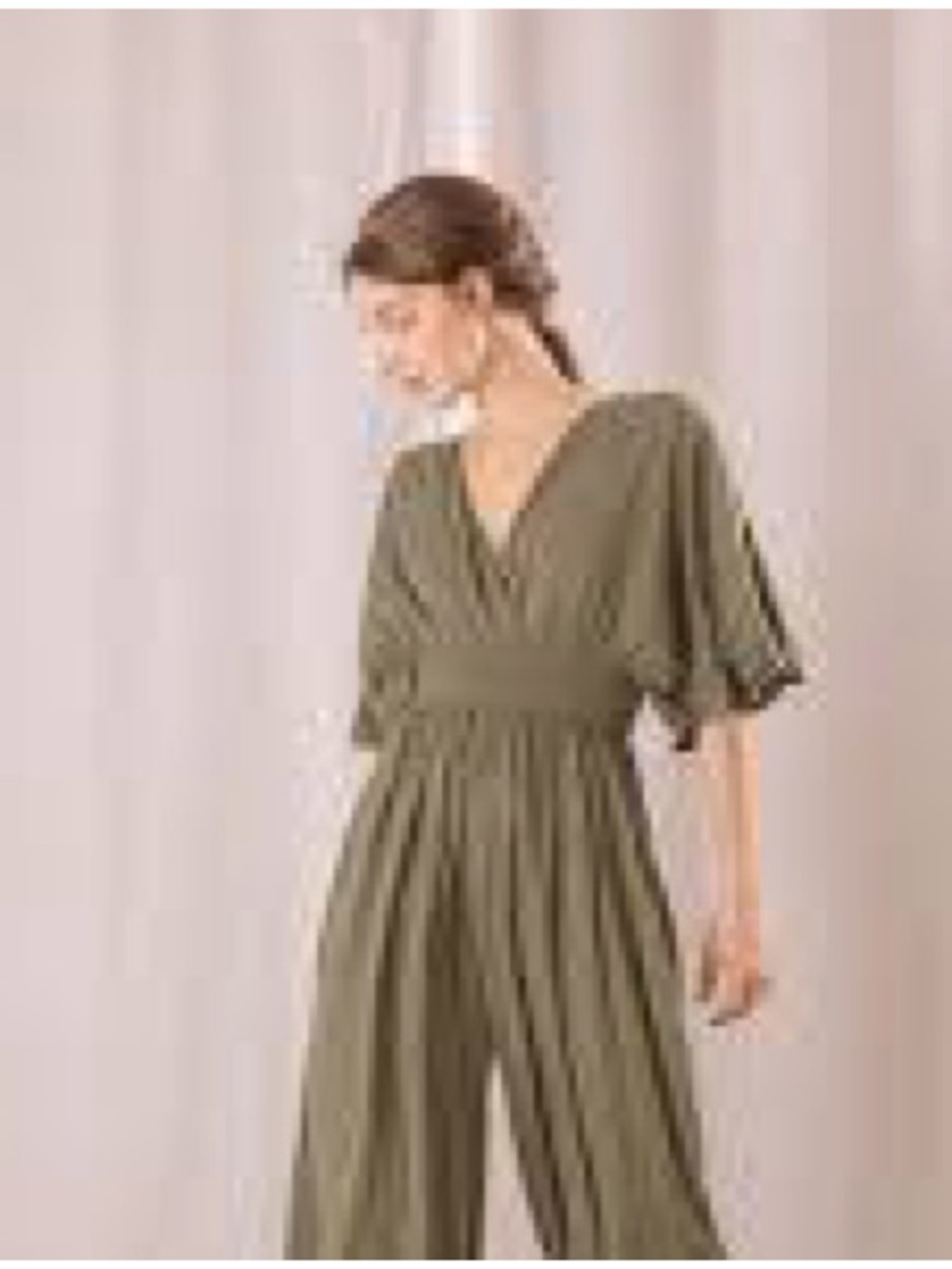 & Other Stories Olive Green V-Neck Tie-Back Wide-Leg Jumpsuit